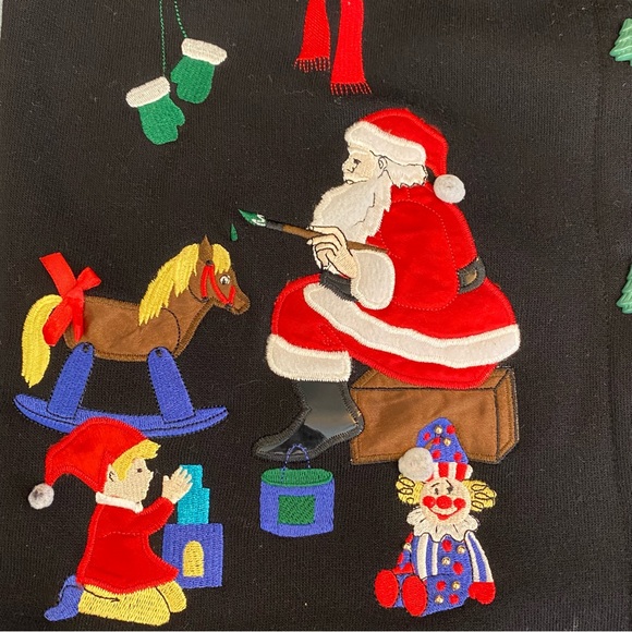 Karen Scott Cotton Rich Vintage Black Christmas Cardigan Sweater - Picture 11 of 13